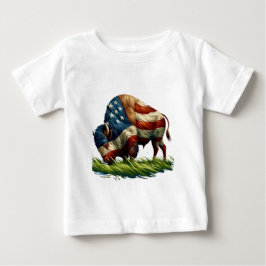 Camiseta De Bebé Búfalo de bandera estadounidense
