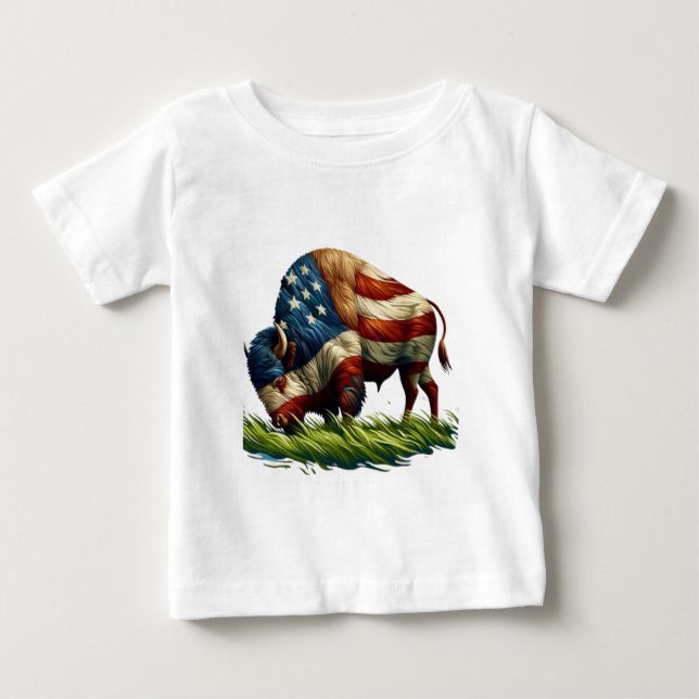 Camiseta De Bebé Búfalo de bandera estadounidense (Anverso)