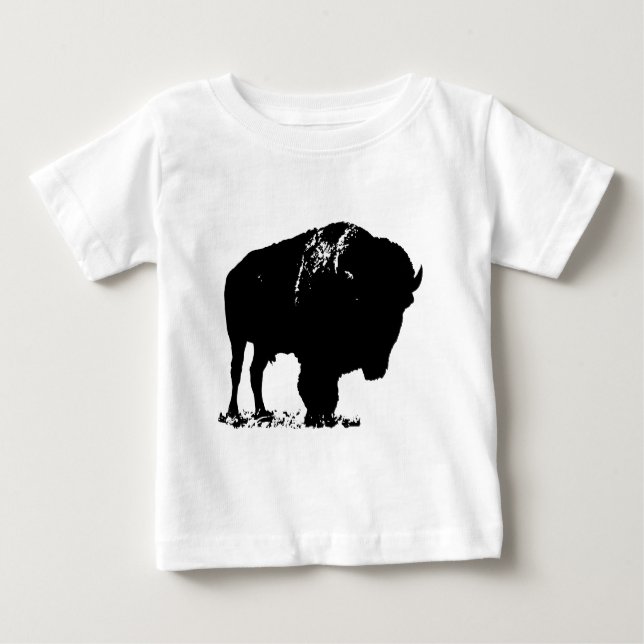 Camiseta De Bebé Búfalo de Bison Black & White Pop Art (Anverso)