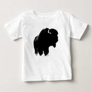 Camiseta De Bebé Búfalo de Bison Black & White Pop Art