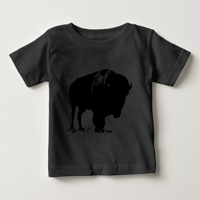 Camiseta De Bebé Búfalo de Bison Black & White Pop Art (Anverso)