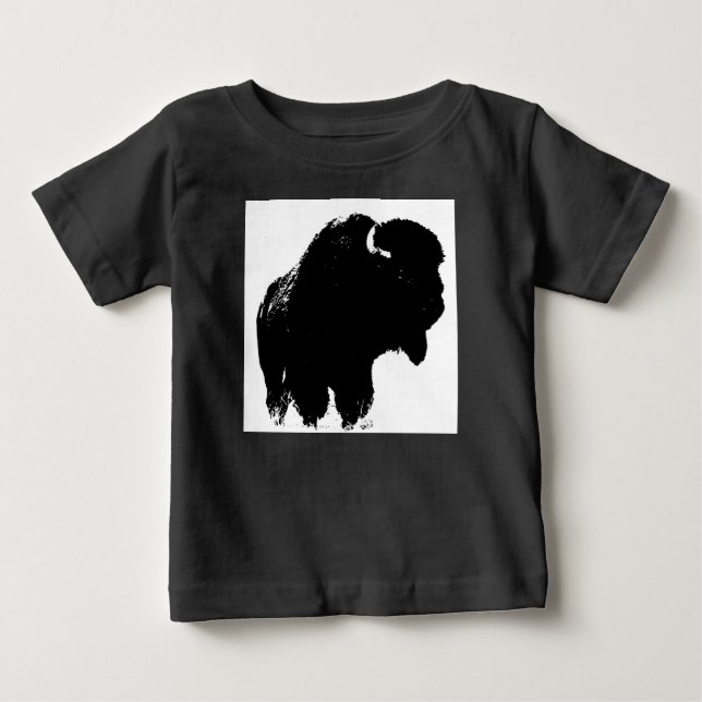 Camiseta De Bebé Búfalo de Bison Black & White Pop Art (Anverso)