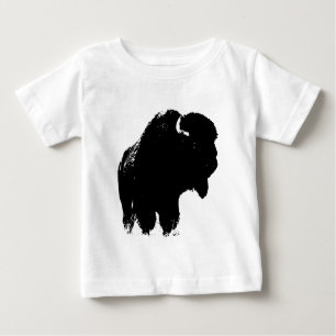 Camiseta De Bebé Búfalo de Bison Black & White Pop Art