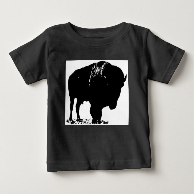Camiseta De Bebé Búfalo de Bison Black & White Pop Art (Anverso)