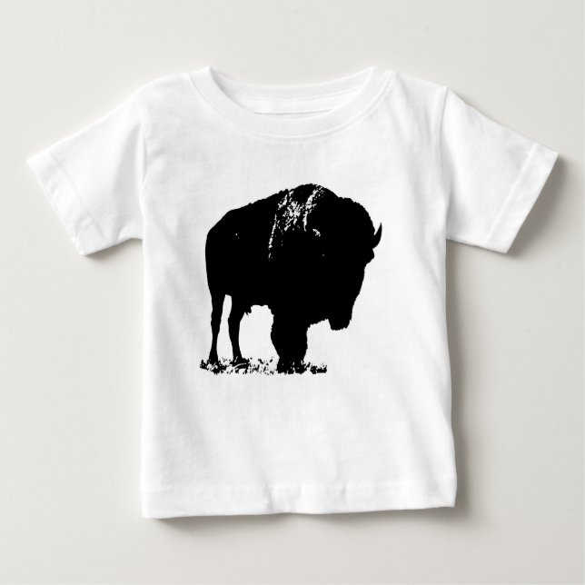 Camiseta De Bebé Búfalo de Bison Black & White Pop Art (Anverso)