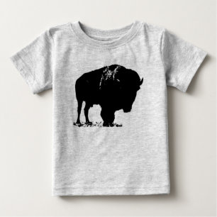 Camiseta De Bebé Búfalo de Bison Black & White Pop Art
