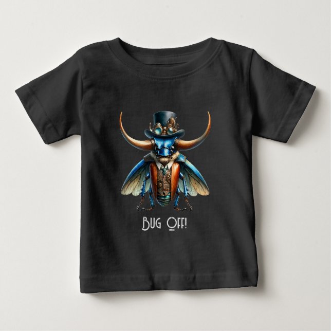 Camiseta De Bebé Bug Steampunk - ¡Fuera Bicho! (Anverso)