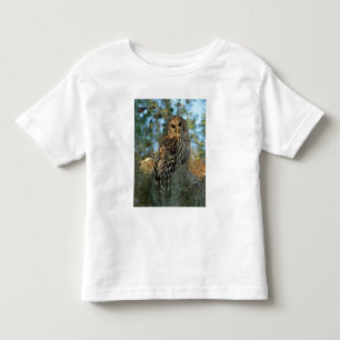 Camiseta De Bebé Búho barrado en reposo en algún musgo español