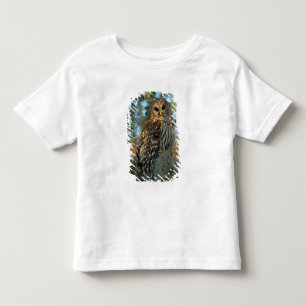 Camiseta De Bebé Búho barrado en reposo en algún musgo español