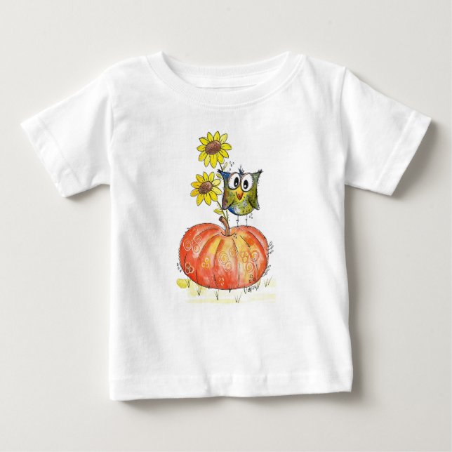 Camiseta De Bebé Búho caprichoso y chiflado sobre calabaza (Anverso)