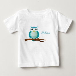 Camiseta De Bebé Búho Cute Aqua Personalizable
