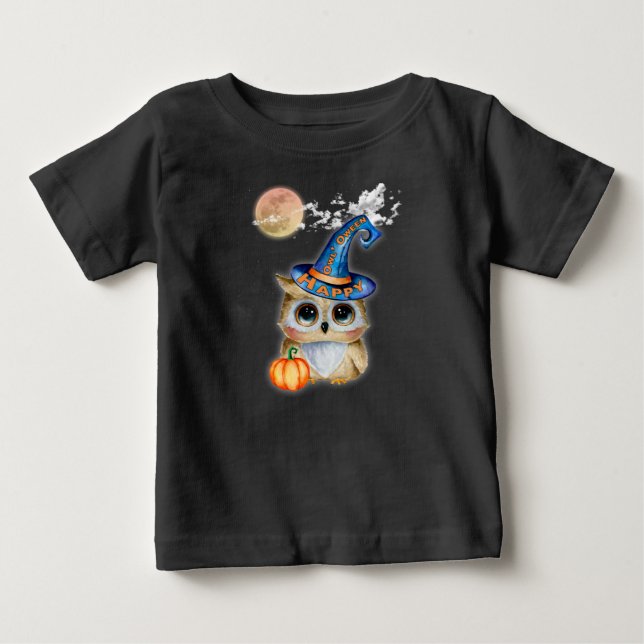 Camiseta De Bebé Búho de Halloween (Anverso)
