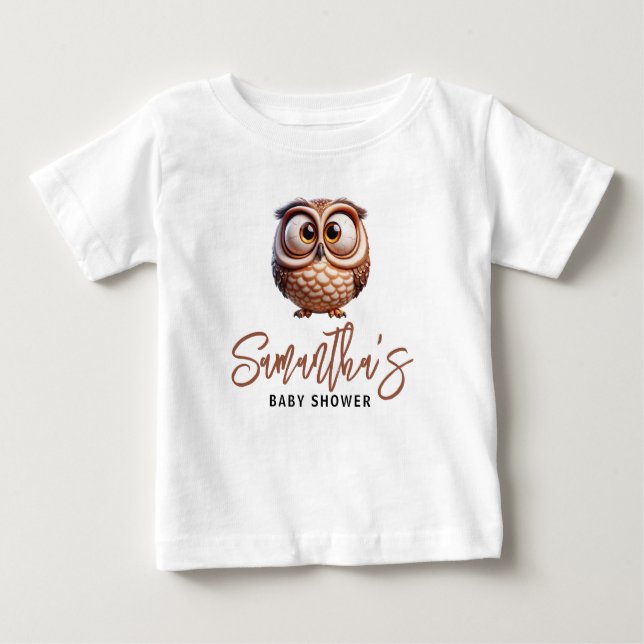 Camiseta De Bebé Búho de la Caricatura Cuta Bebé Ducha (Anverso)
