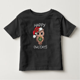 Camiseta De Bebé Búho Feliz Navidad Búho Verde