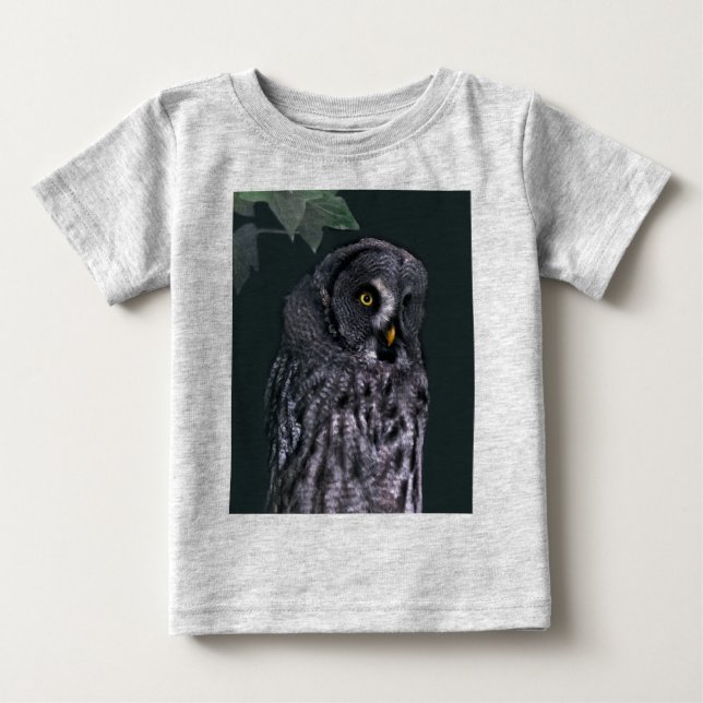 Camiseta De Bebé Búho Gris Grande (Anverso)