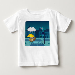 Camiseta De Bebé Búho lindo con paraguas en el día de lluvias