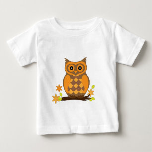 Camiseta De Bebé Búho Naranja Posado Con Flores
