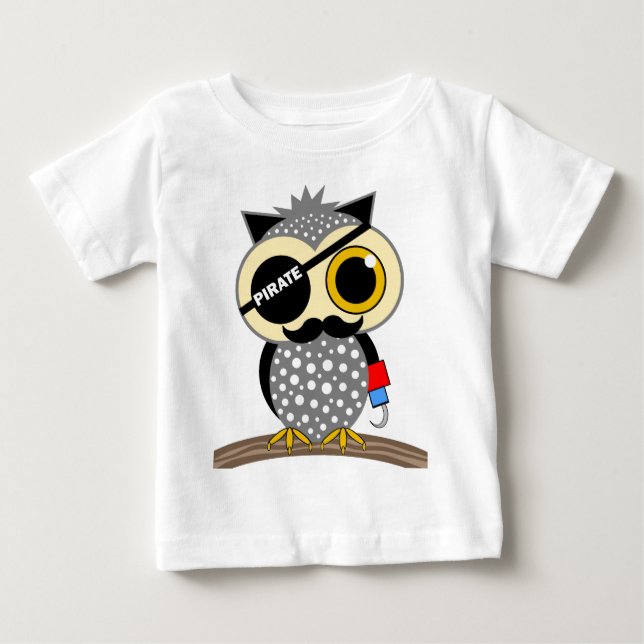 Camiseta De Bebé búho pirata adorable (Anverso)