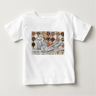 Camiseta De Bebé Búhos 2 del remiendo