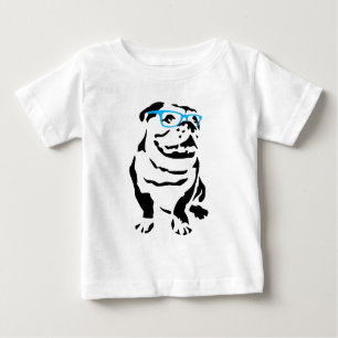 Camiseta De Bebé Bulldog con los vidrios azules