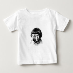 Camiseta De Bebé Bulldog con peluca (Estilo 1) Arte refinado