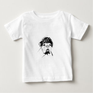 Camiseta De Bebé Bulldog con peluca (Estilo 2) Arte fino