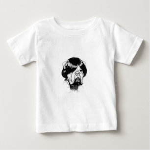 Camiseta De Bebé Bulldog con peluca (Estilo 5) Arte fino