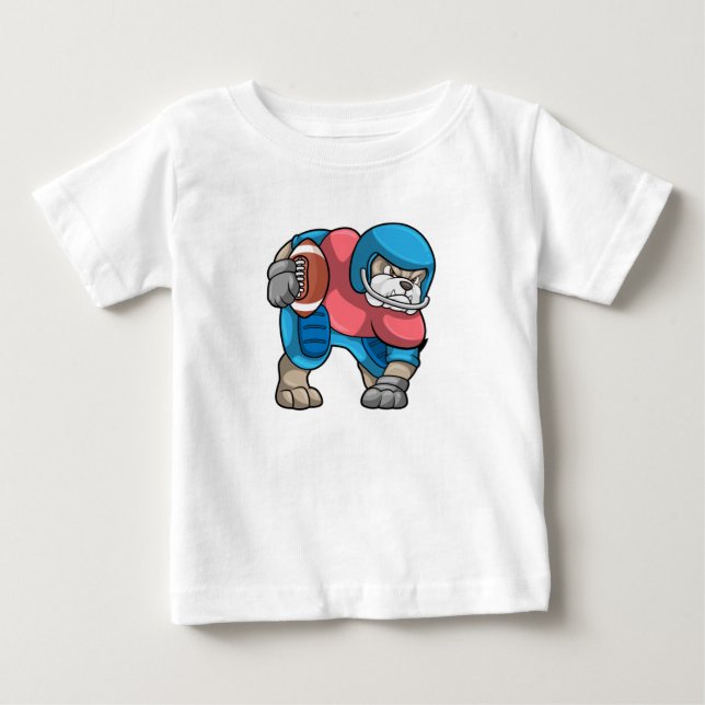 Camiseta De Bebé Bulldog en deportes con fútbol y casco (Anverso)