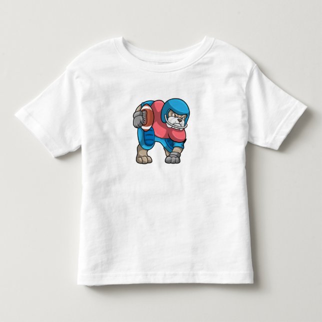 Camiseta De Bebé Bulldog en deportes con fútbol y casco (Anverso)