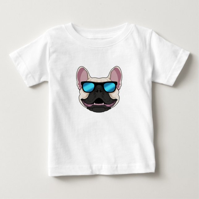 Camiseta De Bebé Bulldog francés con gafas de sol (Anverso)