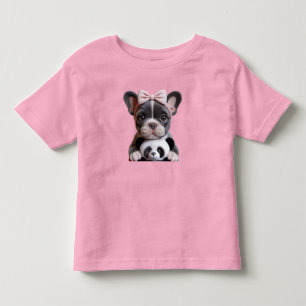 Camiseta De Bebé Bulldog francés con una reverencia rosa