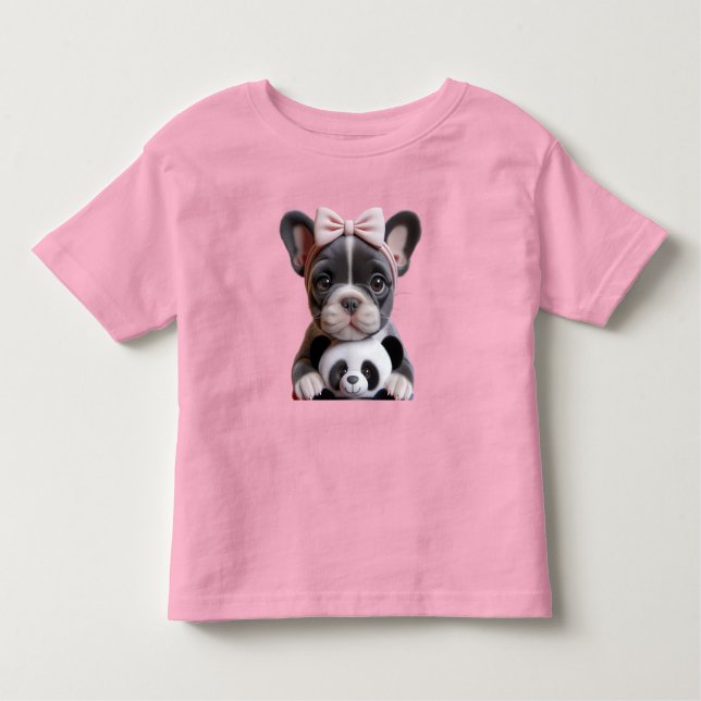 Camiseta De Bebé Bulldog francés con una reverencia rosa (Anverso)