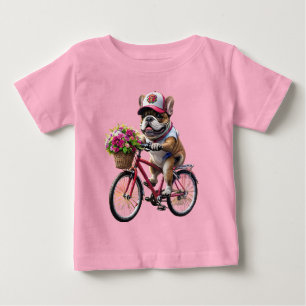 Camiseta De Bebé Bulldog Francés en bicicleta