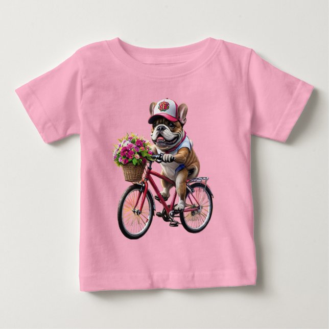 Camiseta De Bebé Bulldog Francés en bicicleta (Anverso)