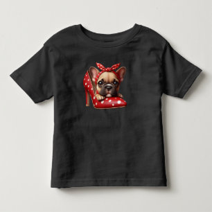 Camiseta De Bebé Bulldog francés en un zapato rojo