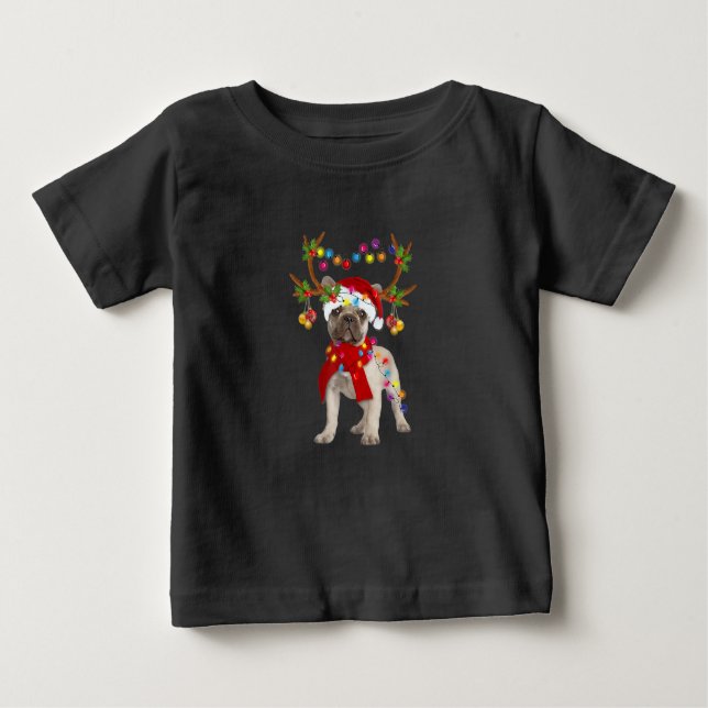 Camiseta De Bebé Bulldog francés: magnífico árbol de navidad de ren (Anverso)