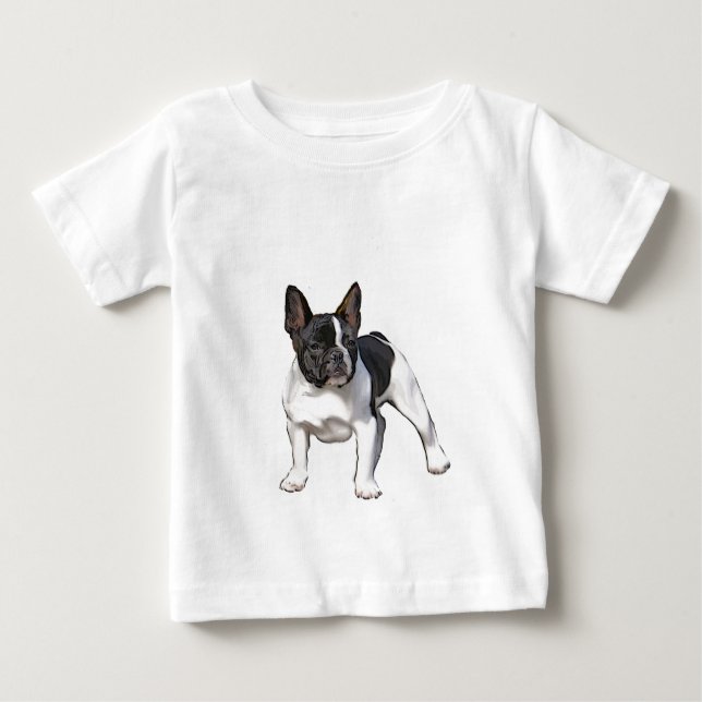 CAMISETA DE BEBÉ BULLDOG FRANCÉS NEGRO Y BLANCO (Anverso)