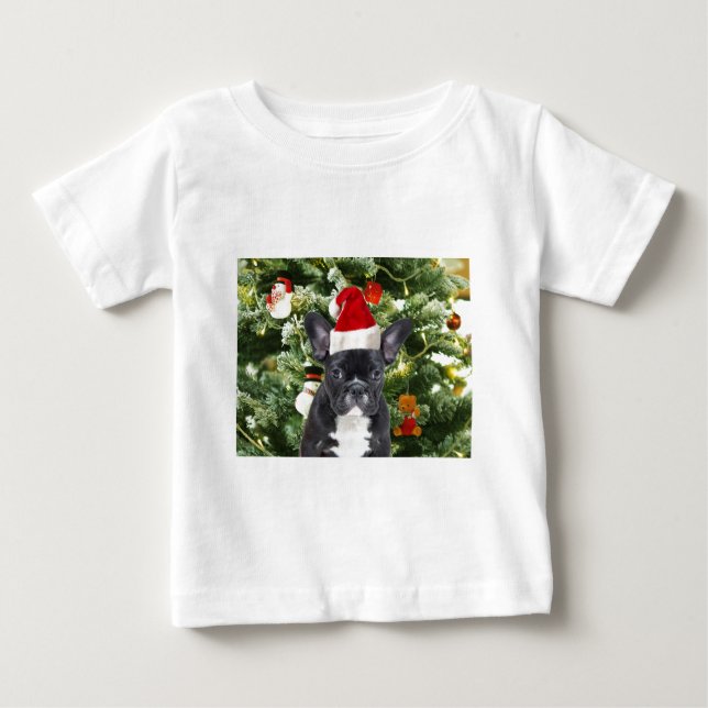 Camiseta De Bebé Bulldog francés Ornamenta árbol de Navidad Snowman (Anverso)