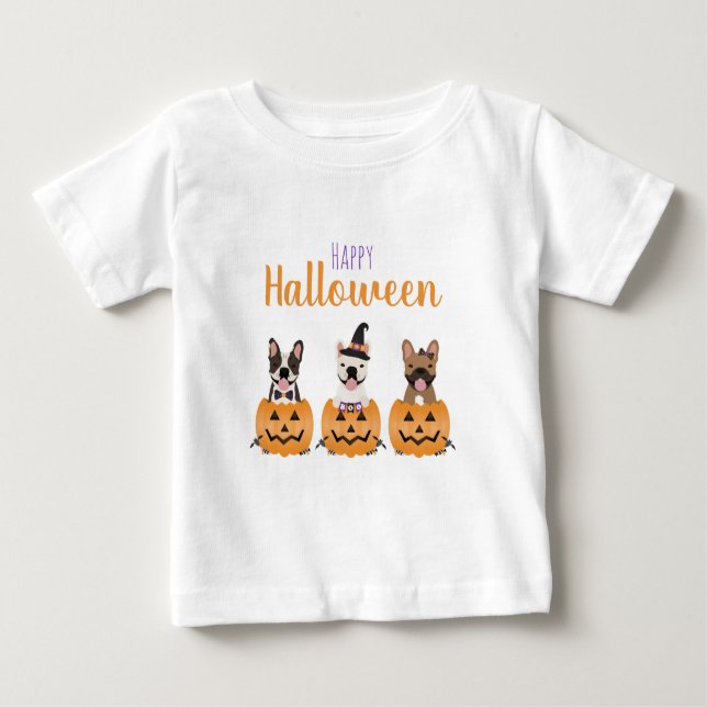 Camiseta De Bebé Bulldoges franceses felices Halloween (Anverso)