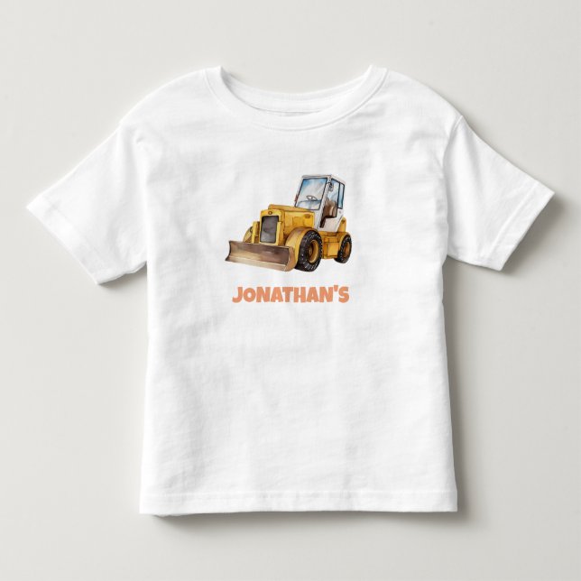 Camiseta De Bebé Bulldozer para vehículos de construcción de nombre (Anverso)
