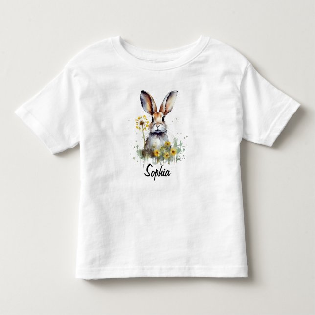 Camiseta De Bebé Bunny acuarela con Dandelion Toddler T-Shirt (Anverso)