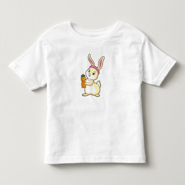 Camiseta De Bebé Bunny at Fitness con botella de bebida (Anverso)