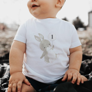 Camiseta De Bebé Bunny Balloon 1º cumpleaños