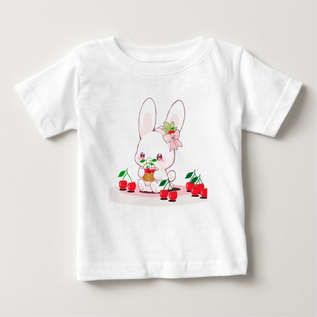 Camiseta De Bebé Bunny & Cherries: ¡Colección Sweet Harmony! 🍒 🐰 (Anverso)