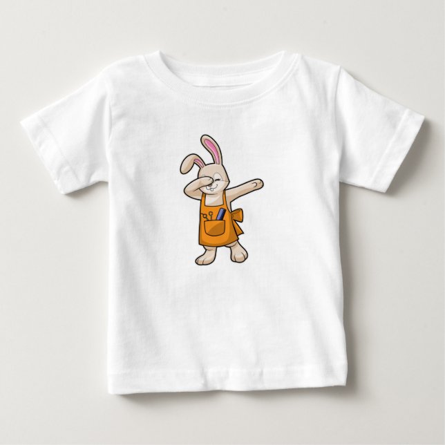 Camiseta De Bebé Bunny como peluquero con comb y tijera (Anverso)