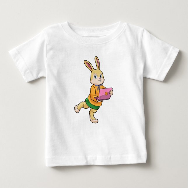 Camiseta De Bebé Bunny como secretario con laptop (Anverso)