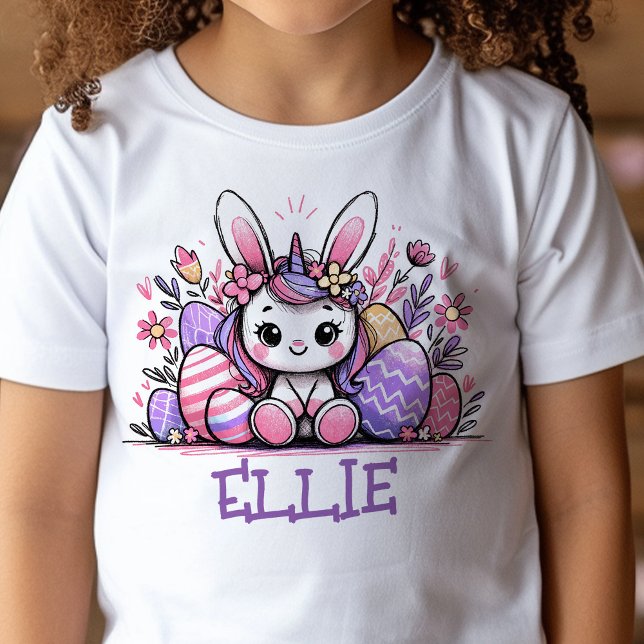 Camiseta De Bebé Bunny de Chicas de nombres personalizados de camis (Kids name Easter t-shirt)