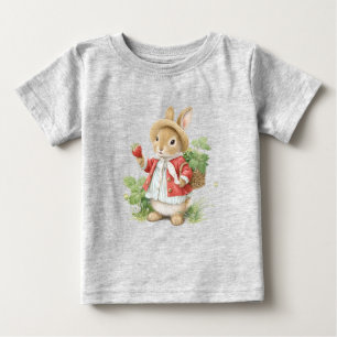 Camiseta De Bebé Bunny de color agua dulce con fresas