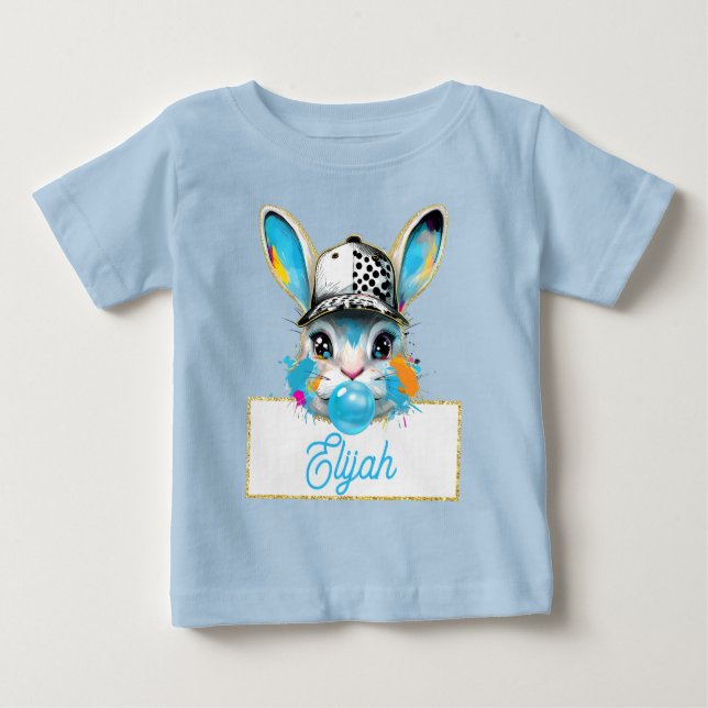 Camiseta De Bebé Bunny de Pascua Rosa Personalizado (Anverso)