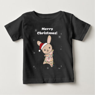 Camiseta De Bebé Bunny Merry Christmas Winter Animals Rabbits Baby